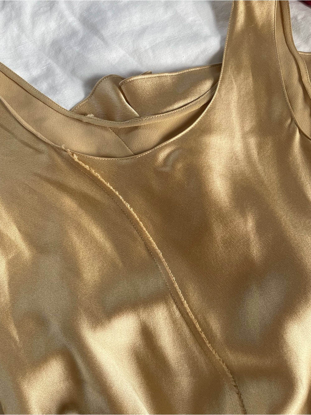 Silk Gold Midi Slip Dress